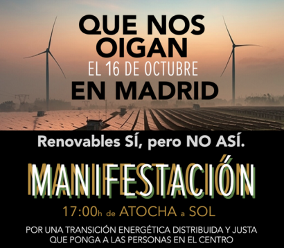 Aliente convoca una gran manifestación en Madrid en contra de los macroproyectos de renovables