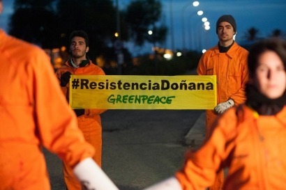 Activistas de Greenpeace llevan 24 horas encadenados en Doñana