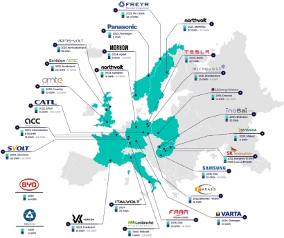 Este es el mapa europeo de las gigafactorías de baterías para vehículo eléctrico