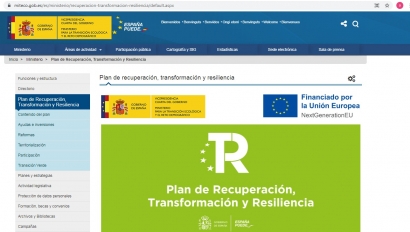 El Gobierno abre un portal digital con la información del Plan de Recuperación, Transformación y Resiliencia