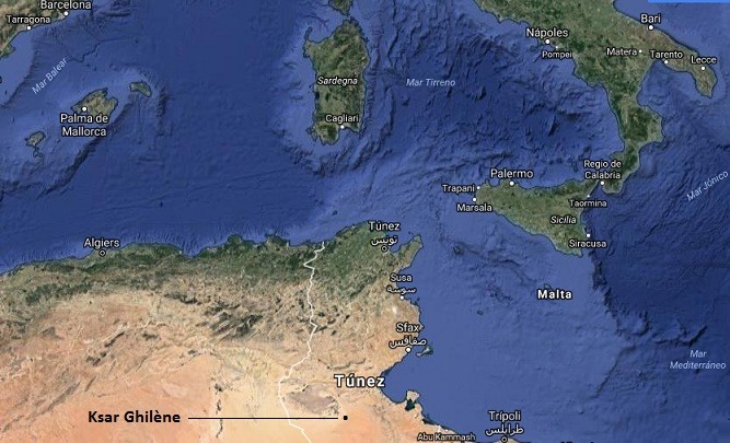 mapa túnez mediterráneo