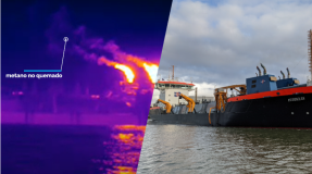 Imágenes infrarrojas captan las nubes de metano no quemado que emiten los barcos