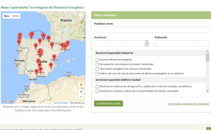 Busca en este mapa la tecnología en eficiencia energética que necesitas