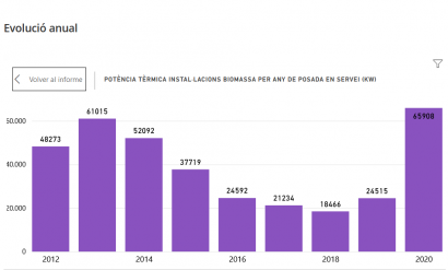 Cataluña instala en 2020 una cifra record de biomasa térmica: 66 megavatios