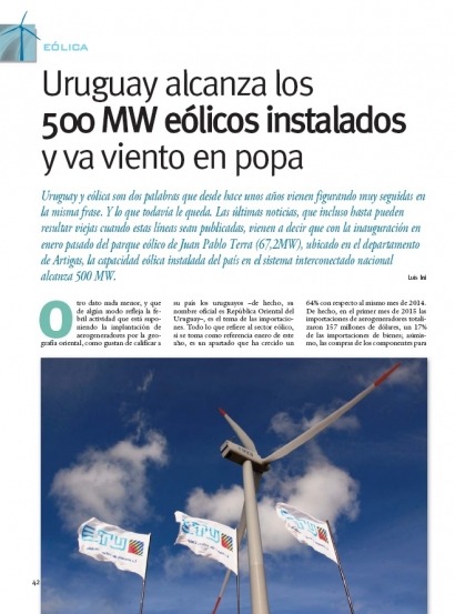 500 MW eólicos instalados y viento en popa