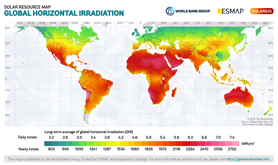 Mapa global radiación solar