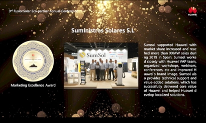 SumSol, premiada en la III Cumbre Anual FusionSolar de Huawei por su labor como distribuidor fotovoltaico