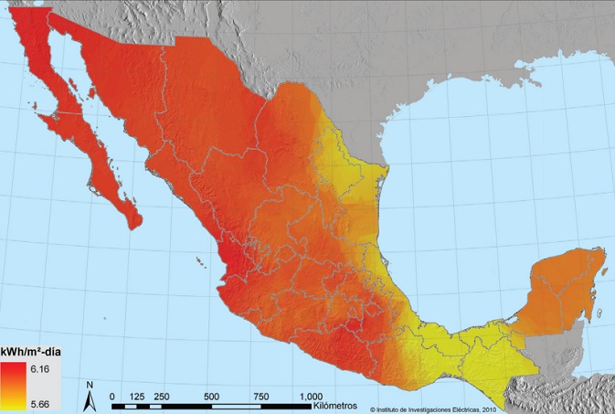 mapa solar de méxico