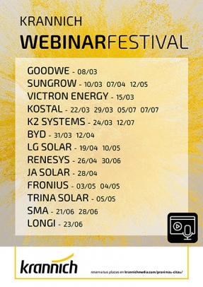 Krannich Webinar Festival, más de una veintena de formaciones para presentar las últimas novedades en fotovoltaica