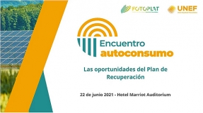 UNEF celebra el 22 de junio un encuentro sobre las oportunidades del plan de recuperación para el autoconsumo