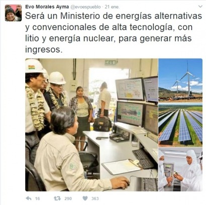 Evo Morales crea un ministerio para que su país sea el "centro energético" de la región