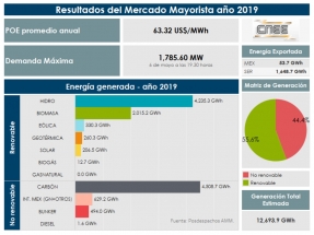 En 2019, las renovables sin hidráulica generaron el 22,2 % de la electricidad